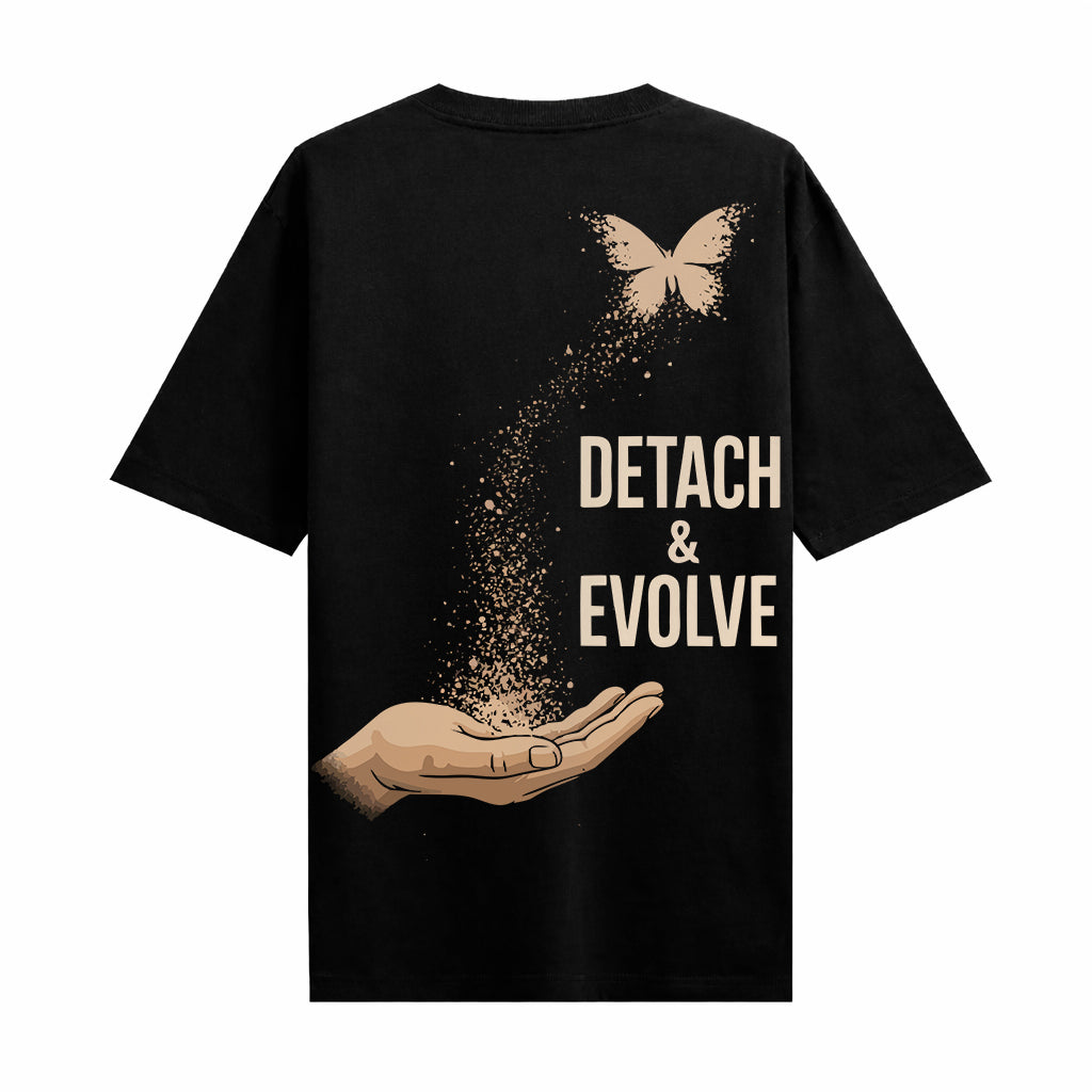 Detach & Evolve Black Oversized T-shirts