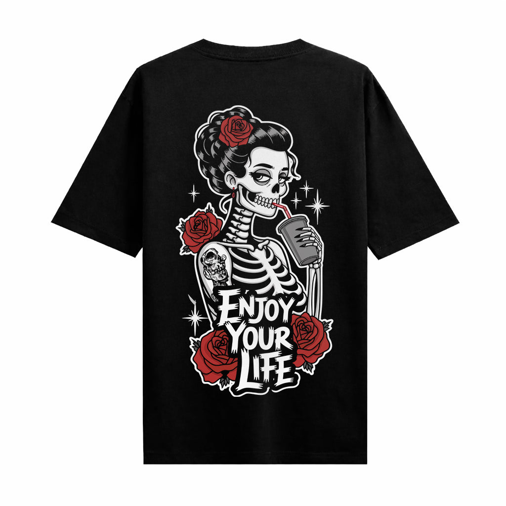 Enjoy your life Black Oversized T-shirts