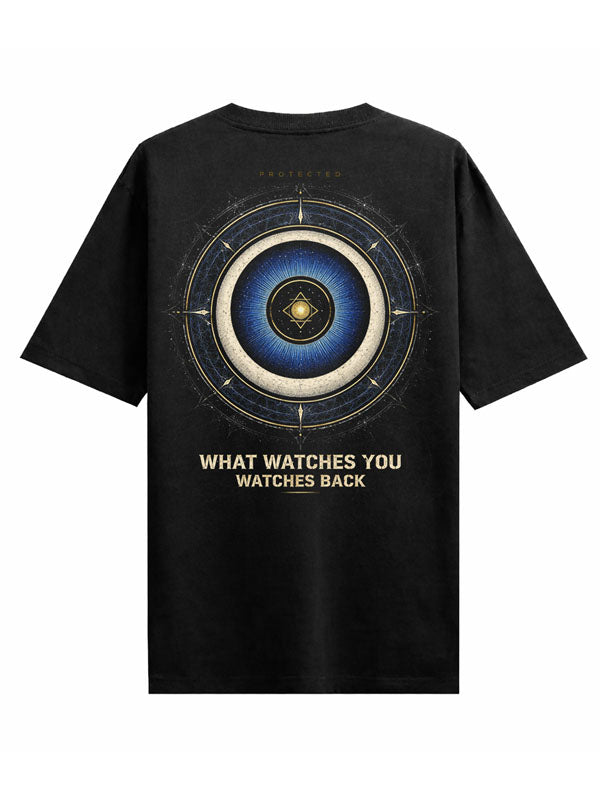 Evil eye back Black Oversized T-shirts