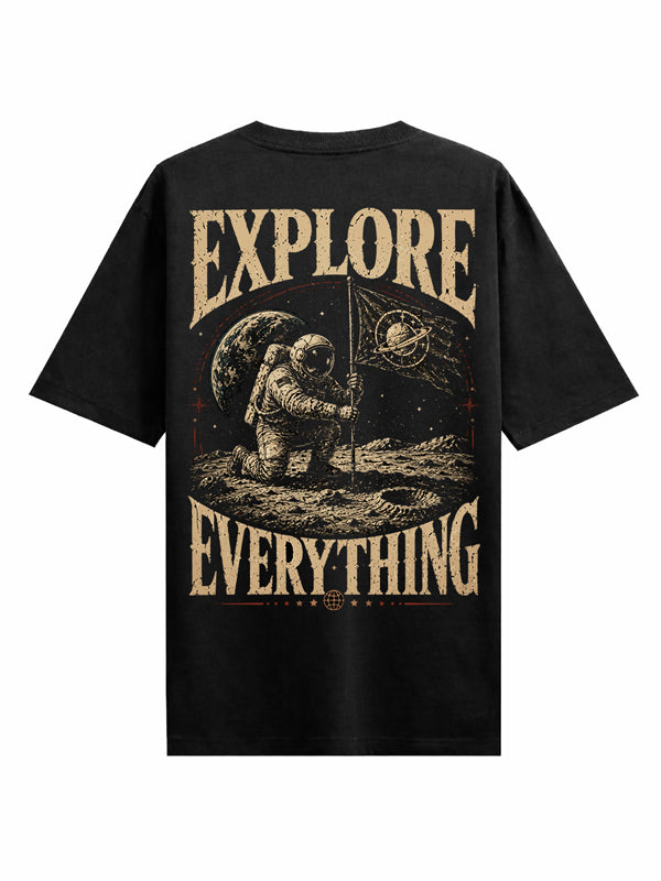 Explore Everything Black Oversized T-shirts