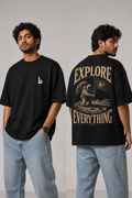 Explore Everything Black Oversized T-shirts