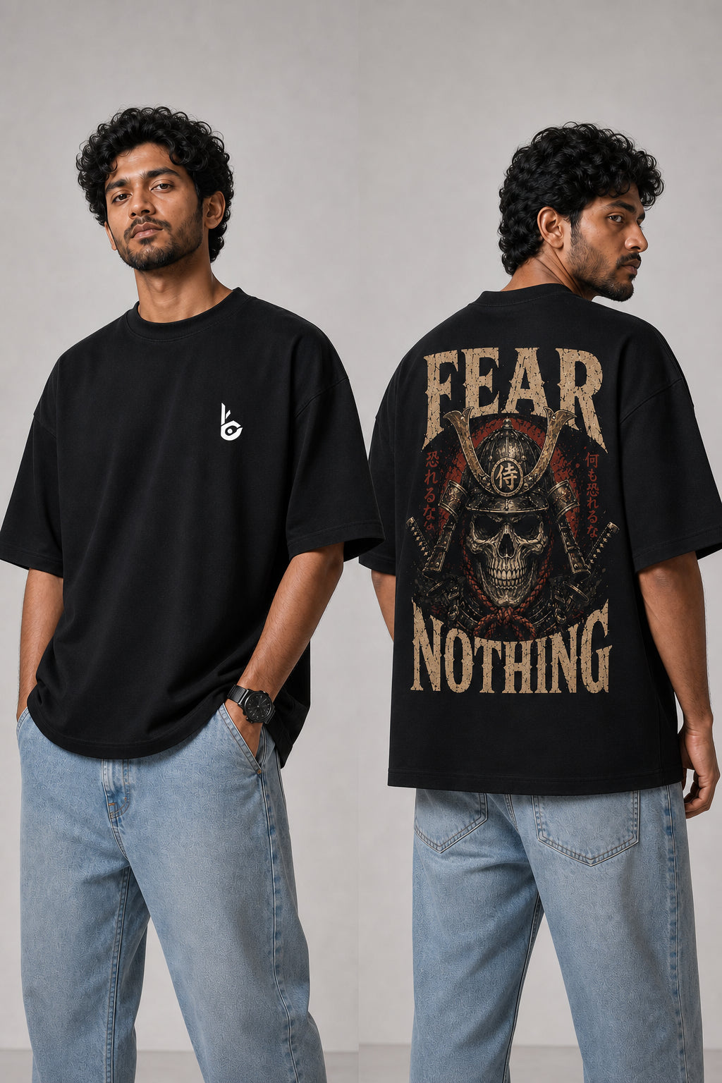 Fear Nothing Black Oversized T-shirts