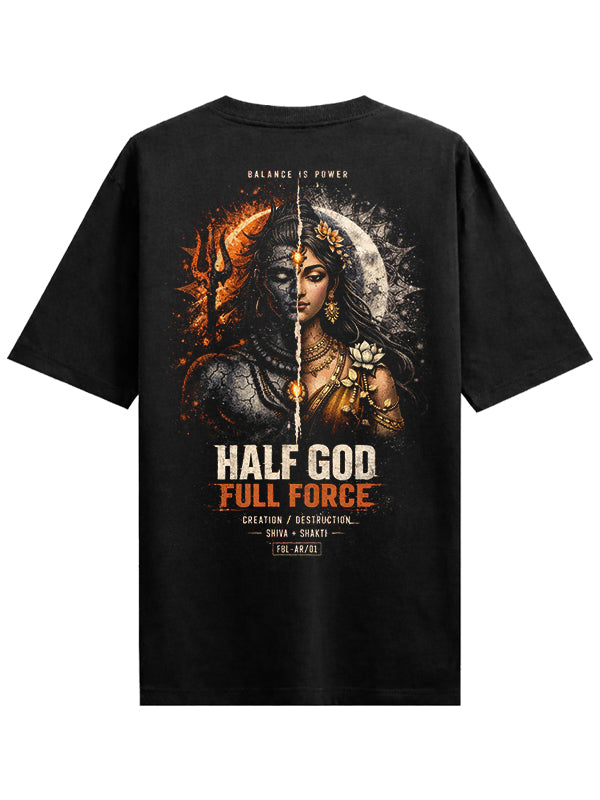 Half her + Full force Black Oversized T-shirts