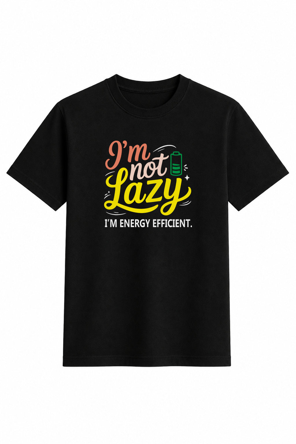 Not Lazy Regular Size Black T-shirts