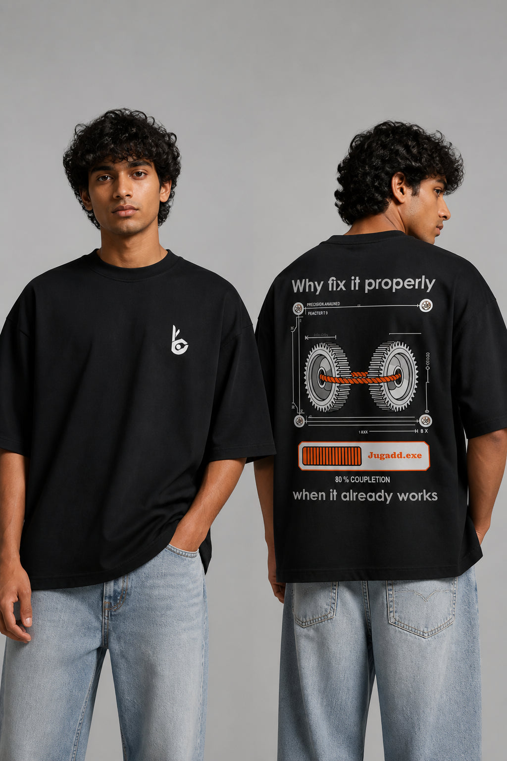 Jugaad Black Oversized T-shirts