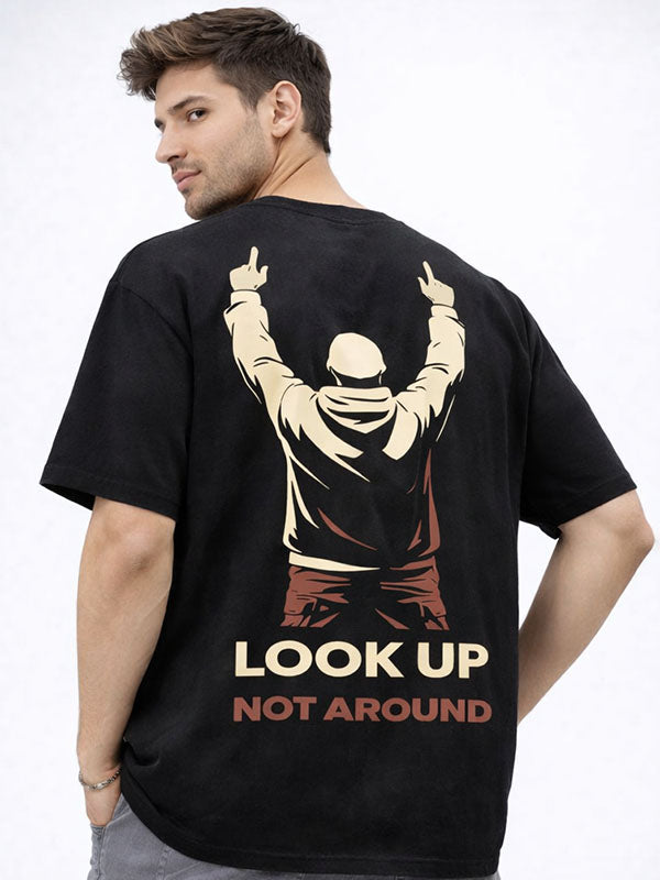 Look Up Black Oversized T-shirts