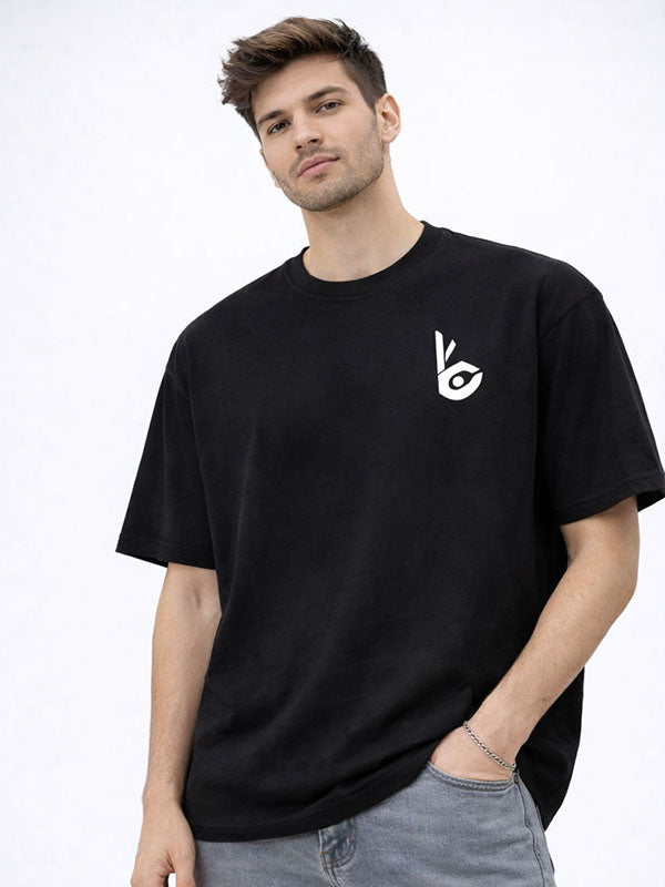 Look Up Black Oversized T-shirts
