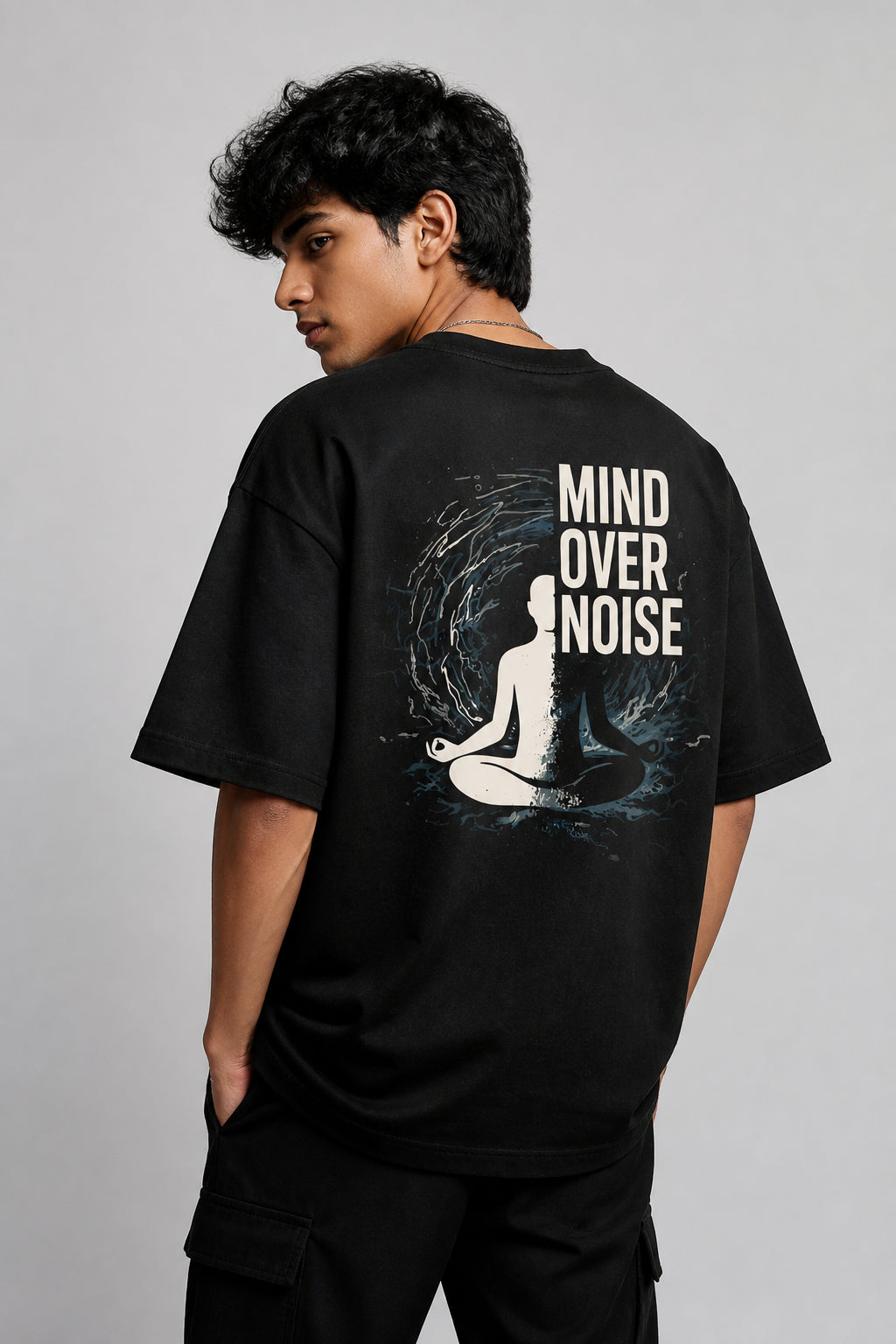 Mind over noise back Black Oversized T-shirts