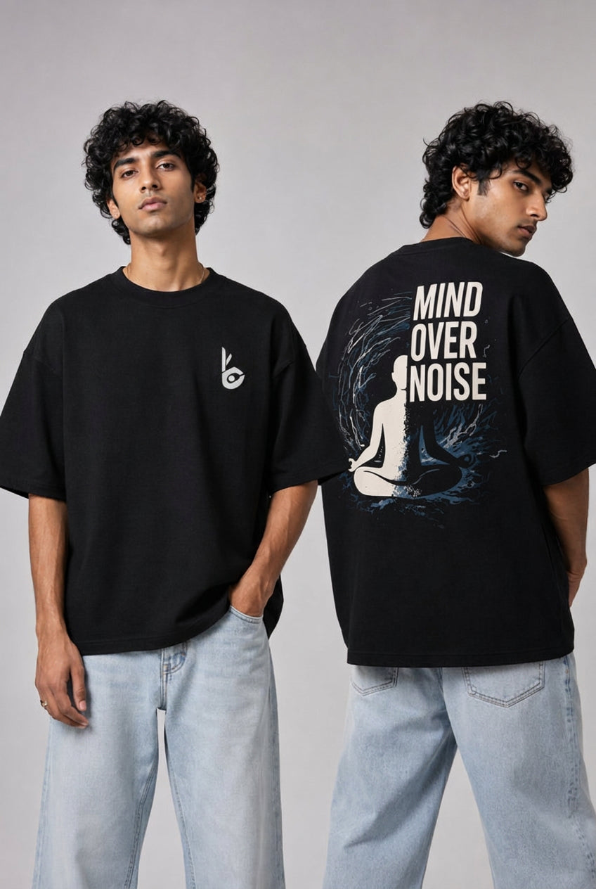 Mind over noise back Black Oversized T-shirts