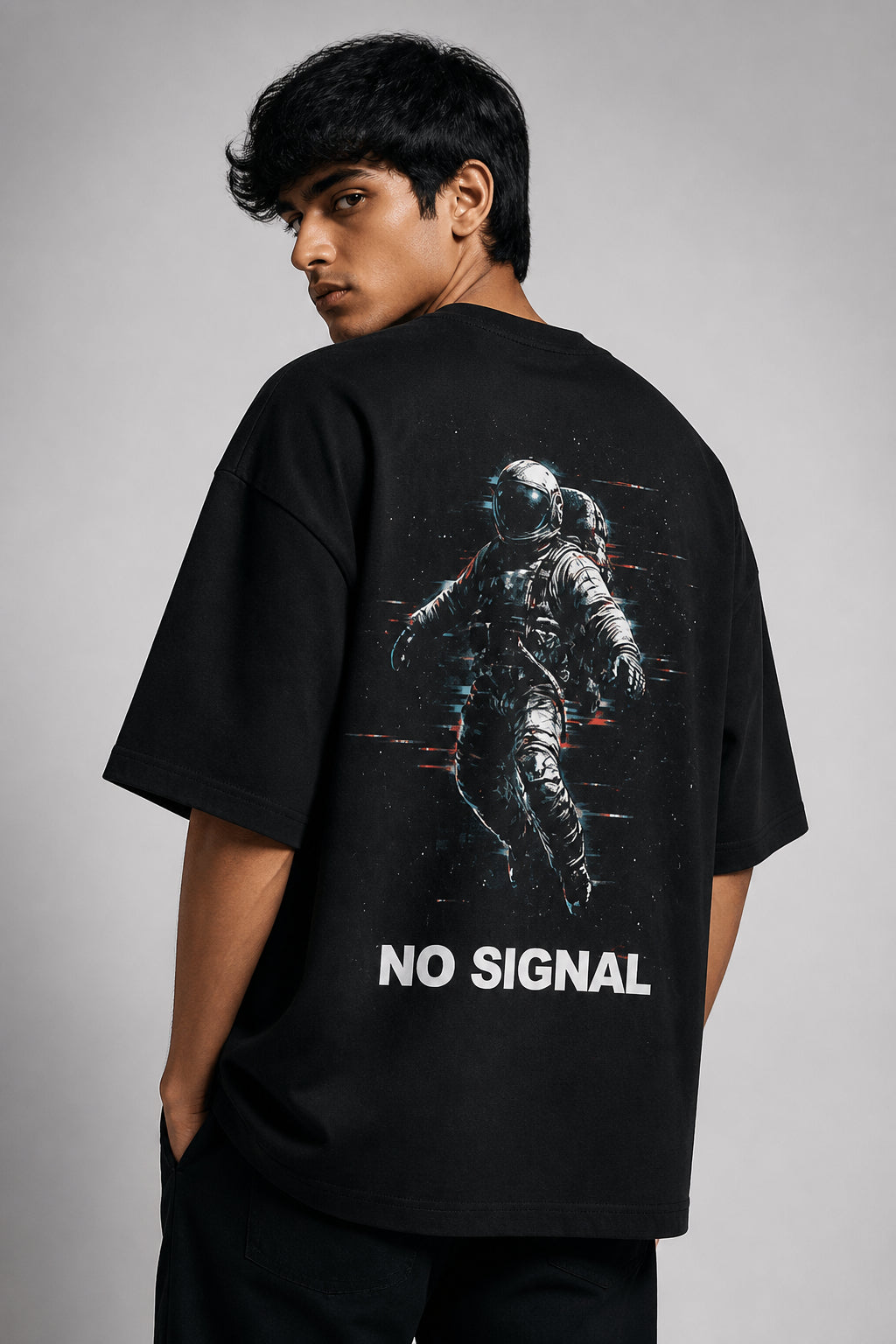 No Signal Black Oversized T-shirts