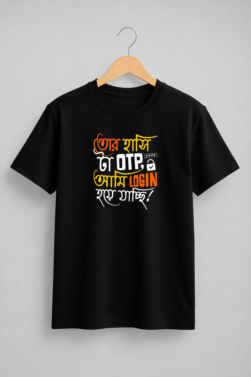 Login OTP Regular Size Black T-shirts
