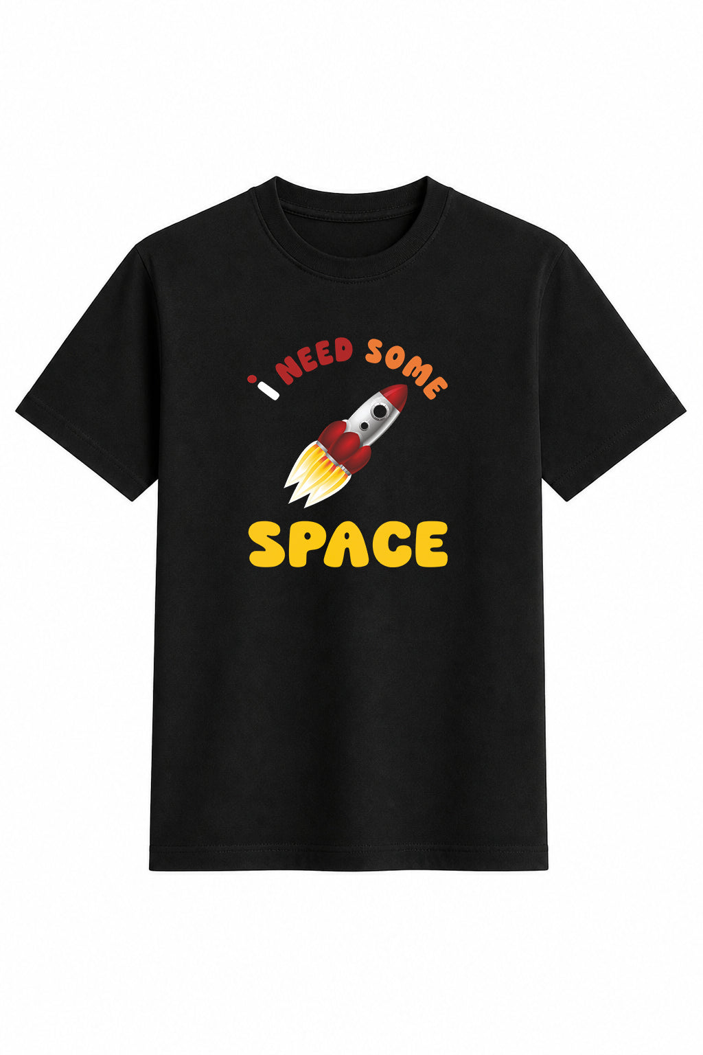 Space Regular Size Black T-shirts