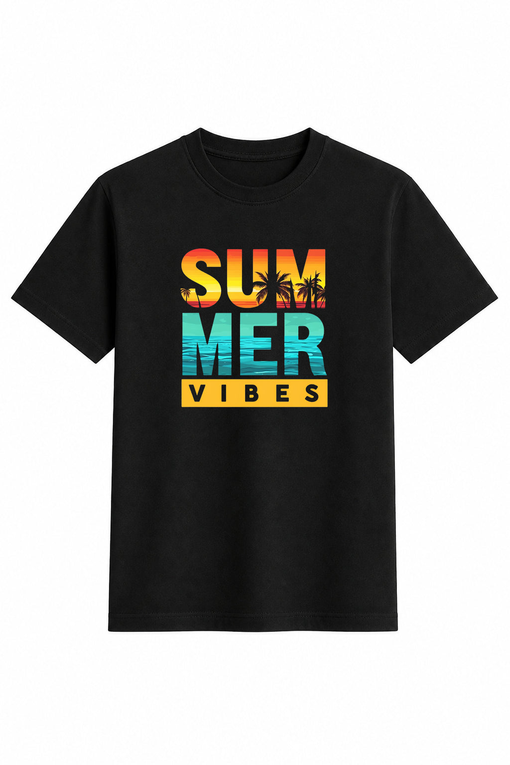 Summer Vibes Regular Size Black T-shirts