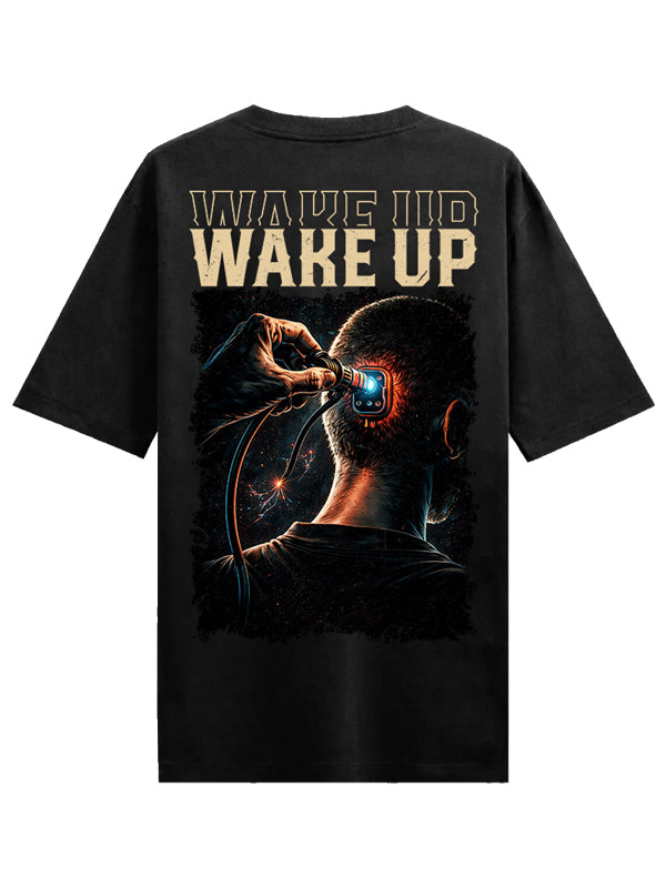 Wake Up Black Oversized T-shirts