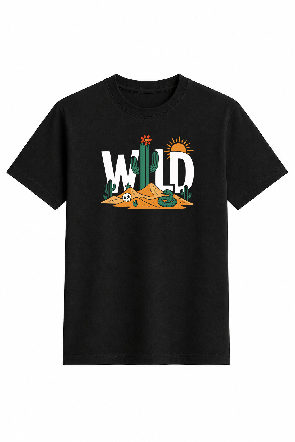 Wild Regular Size Black T-shirts