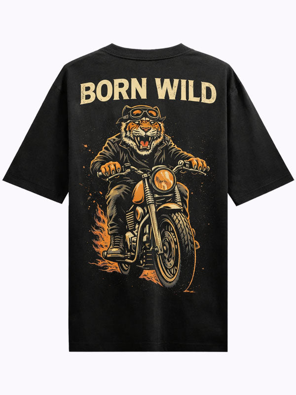 Ancient + Born wild Black Oversized T-shirts