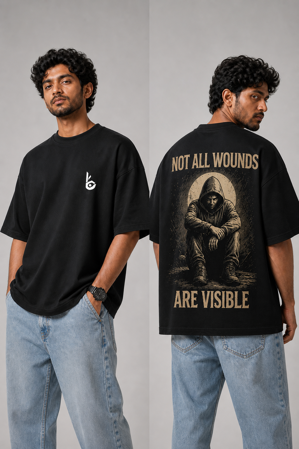 Not All Wounds Black Oversized T-shirts