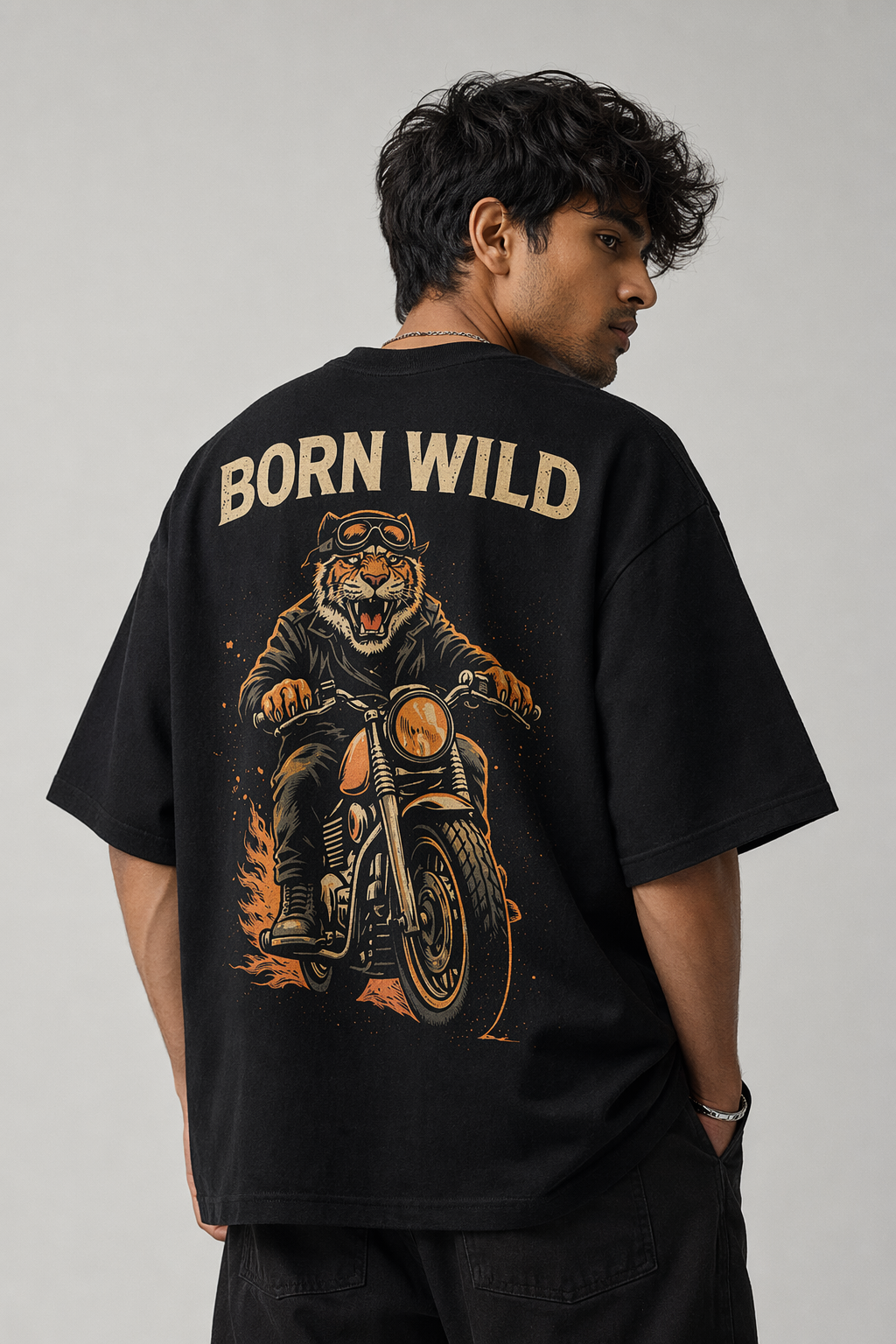 Born wild Black Oversized T-shirts