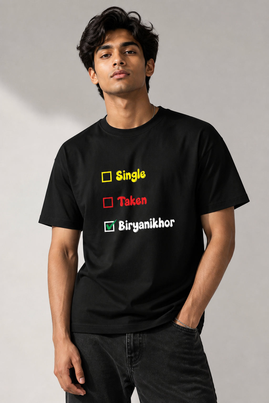 Biryani Regular Size Black T-shirts
