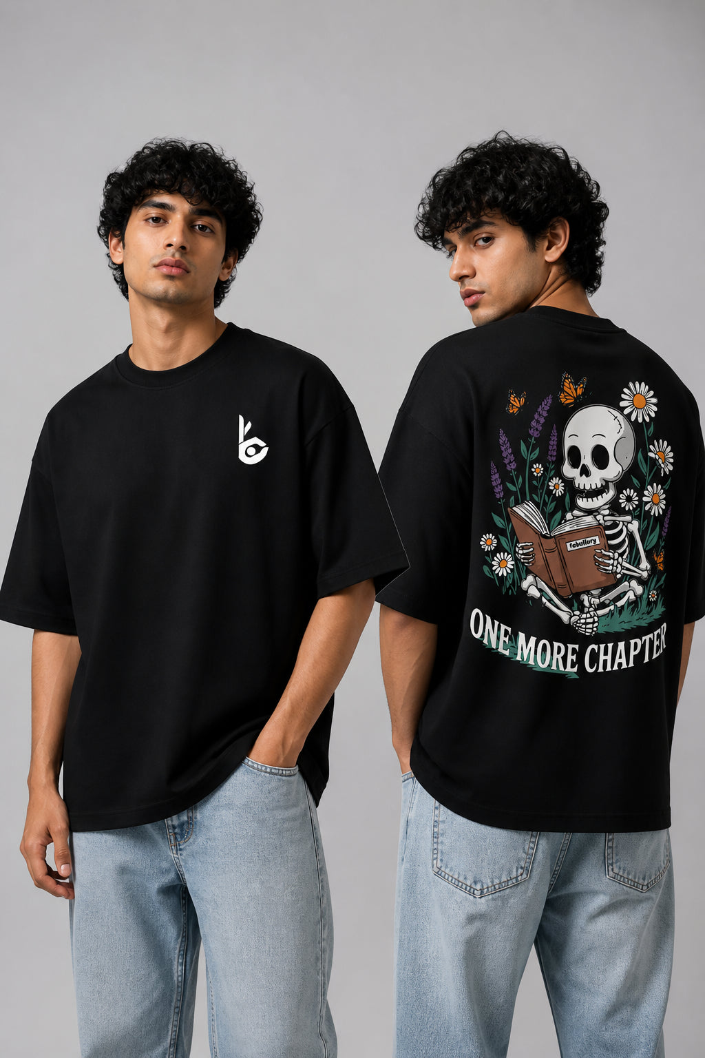 One More Chapter Black Oversized T-shirts