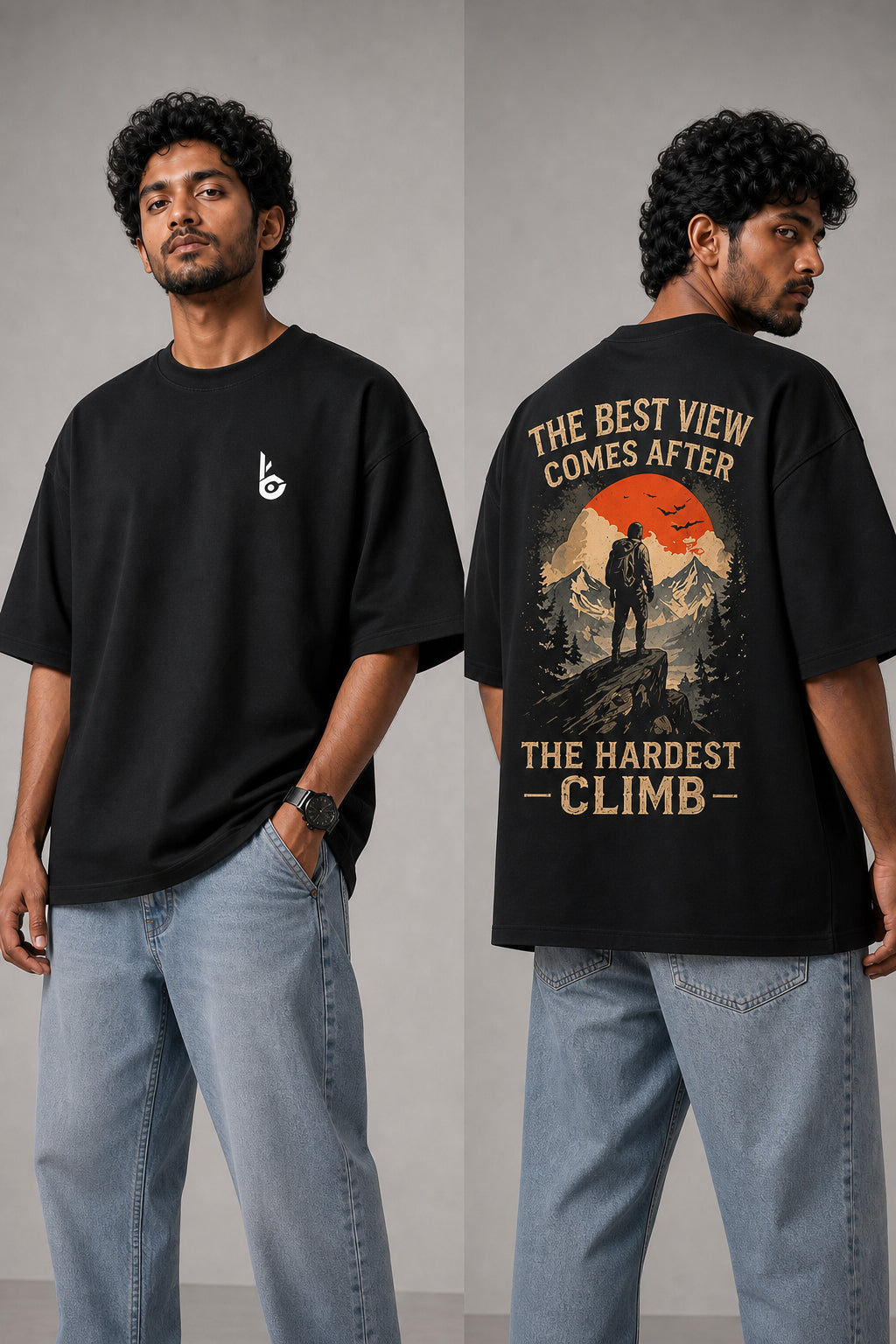 The Best View Black Oversized T-shirts