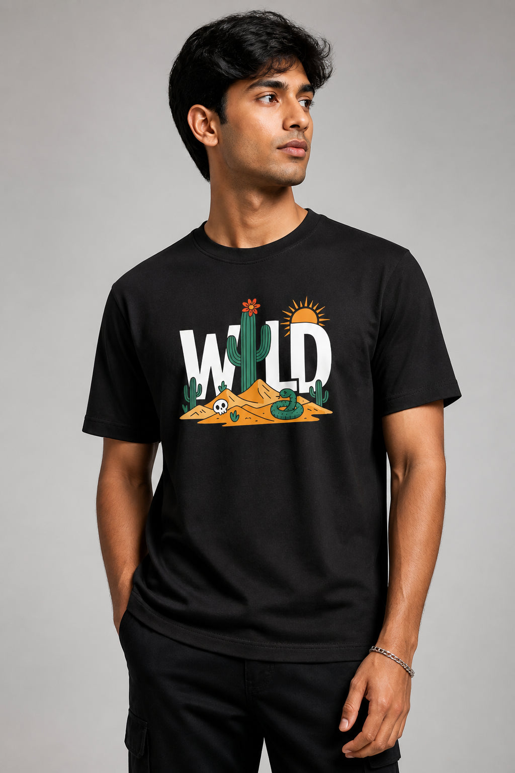 Wild Regular Size Black T-shirts