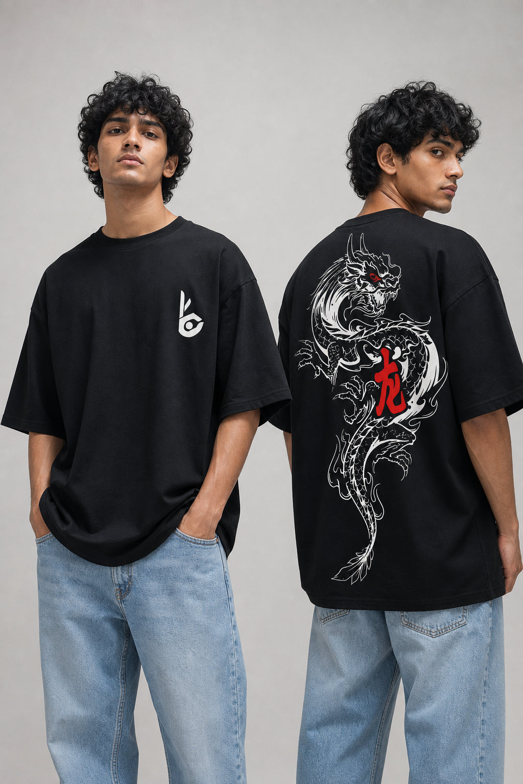 Dragon Black Oversized T-shirts