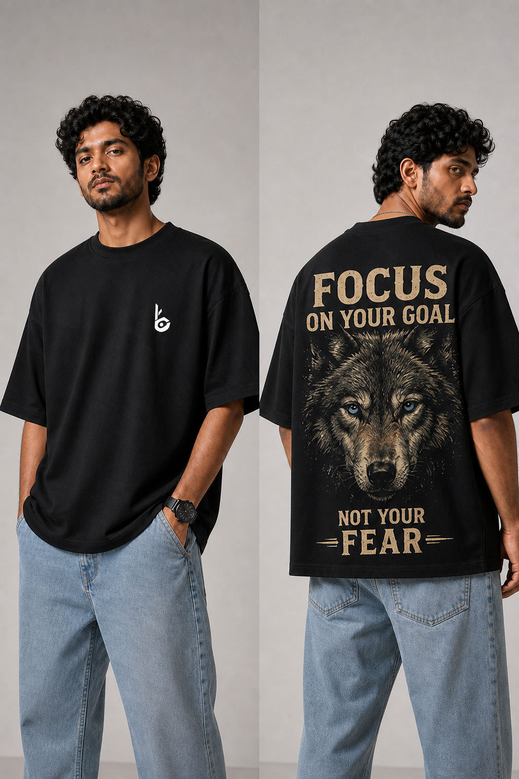Focus Black Oversized T-shirts