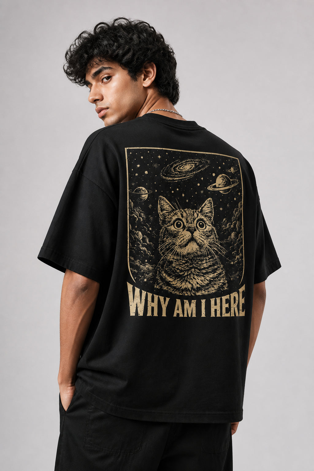 Pussy Cat Black Oversized T-shirts
