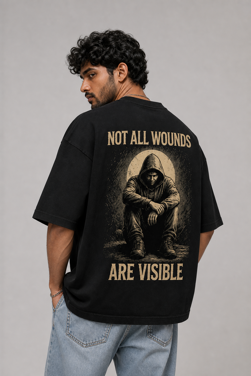 Not All Wounds Black Oversized T-shirts