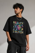 Glitch Black Oversized T-shirts