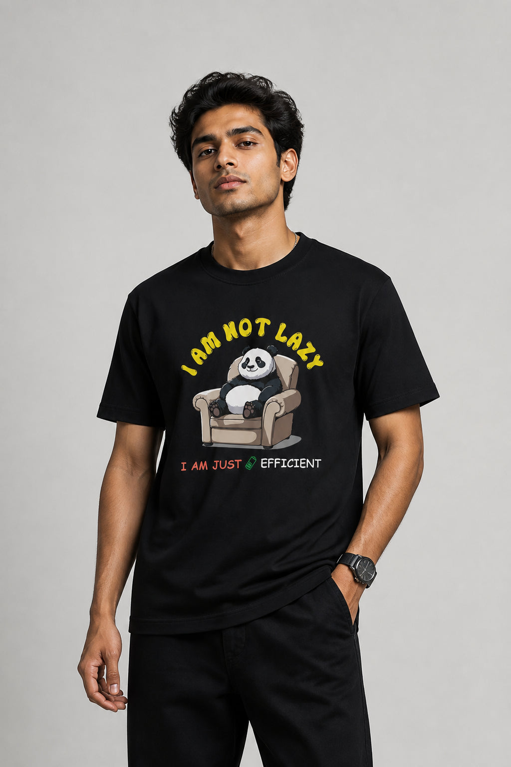 Energy Efficient Regular Size Black T-shirts