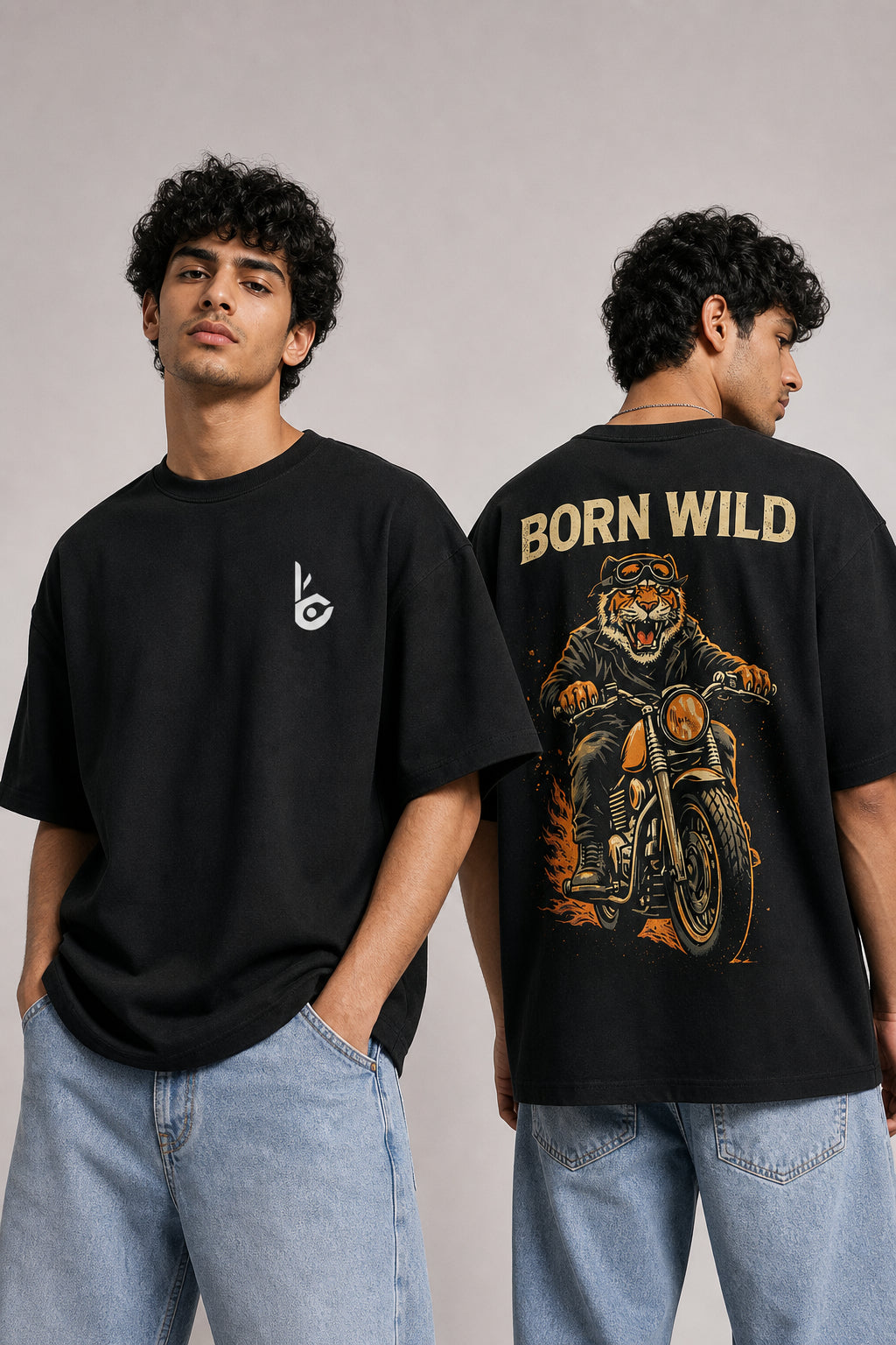 Born wild Black Oversized T-shirts