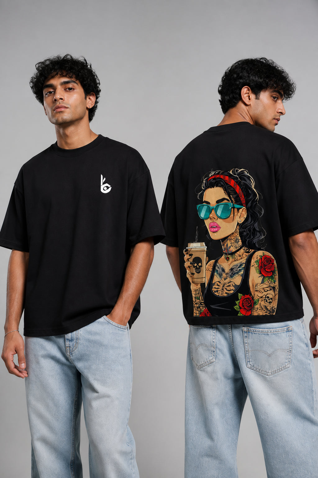 Rose Girl Black Oversized T-shirts