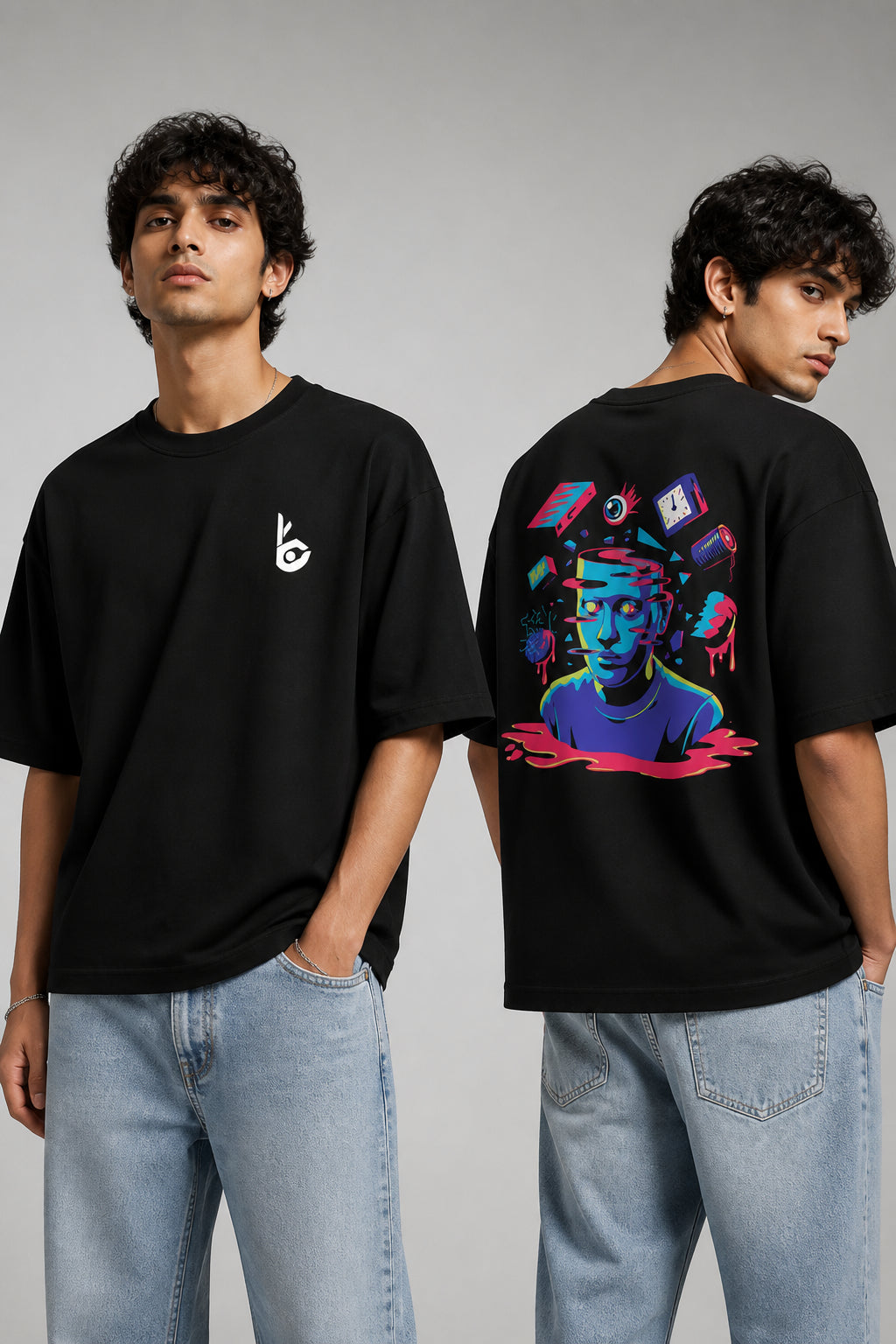 Mind Game Black Oversized T-shirts