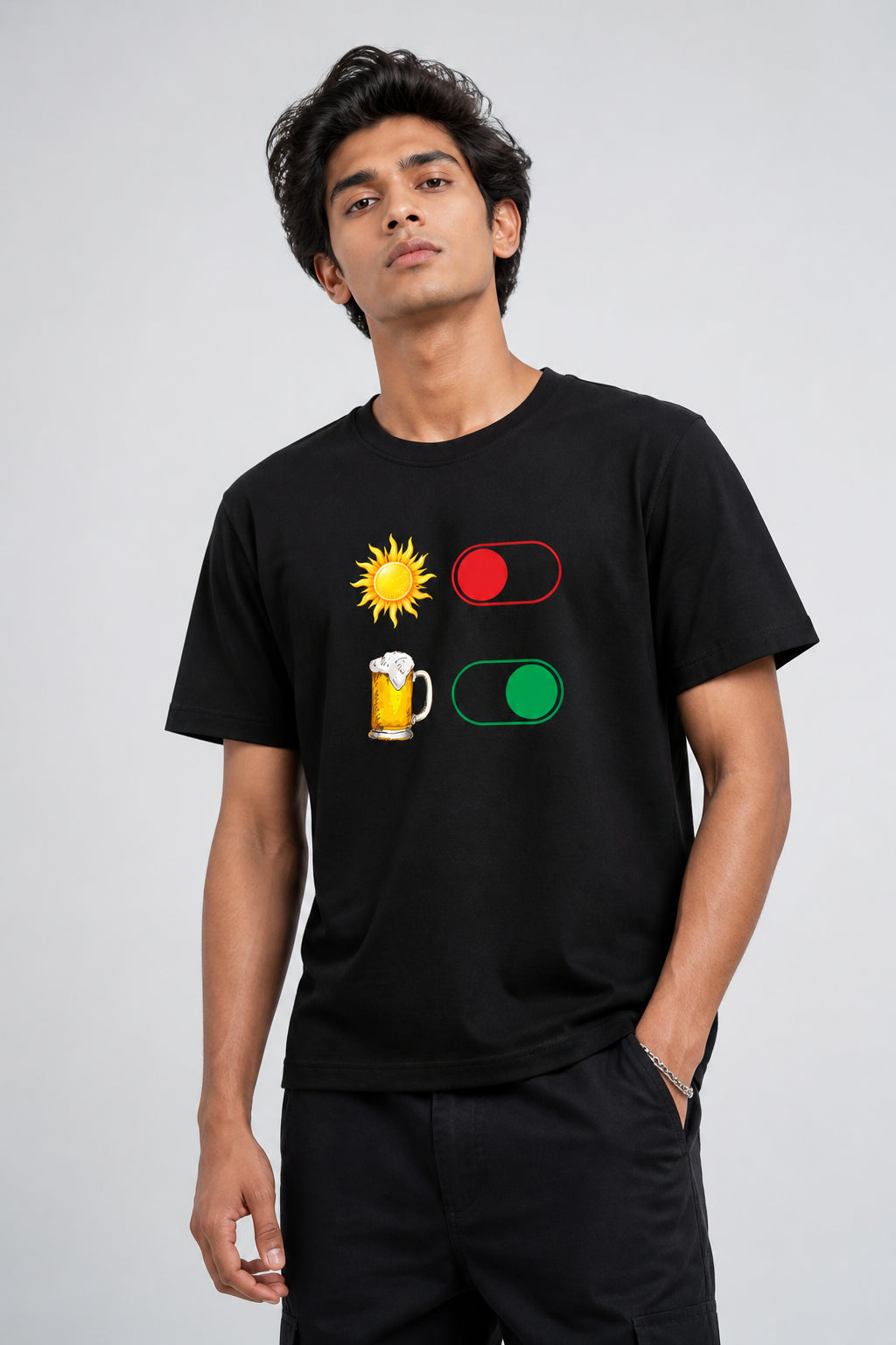 Beer Regular Size Black T-shirts