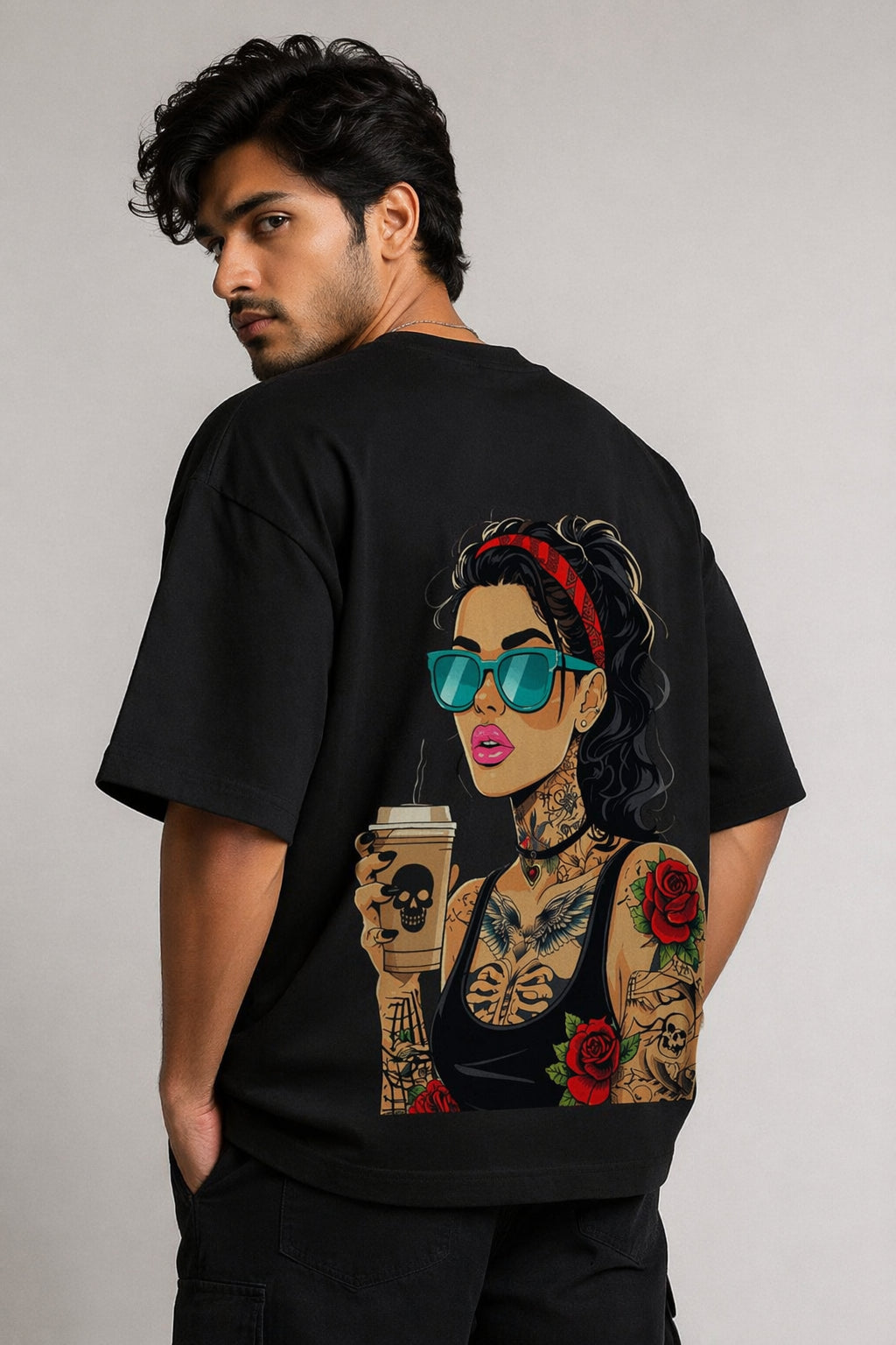 Rose Girl Black Oversized T-shirts