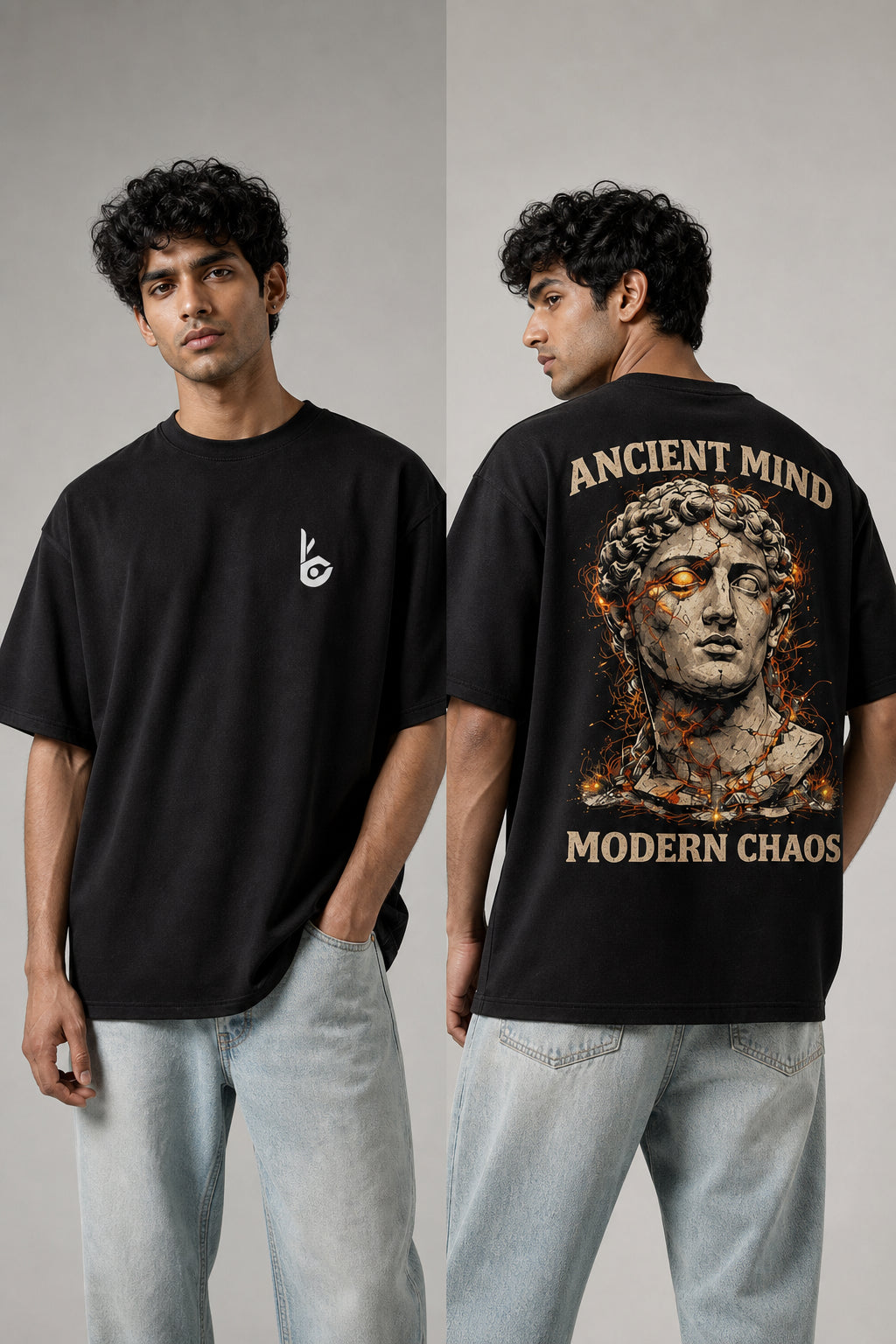 Ancient mind Black Oversized T-shirts