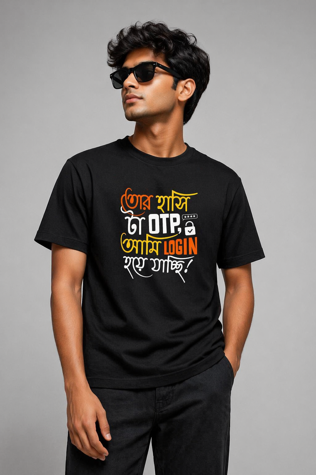 Login OTP Regular Size Black T-shirts