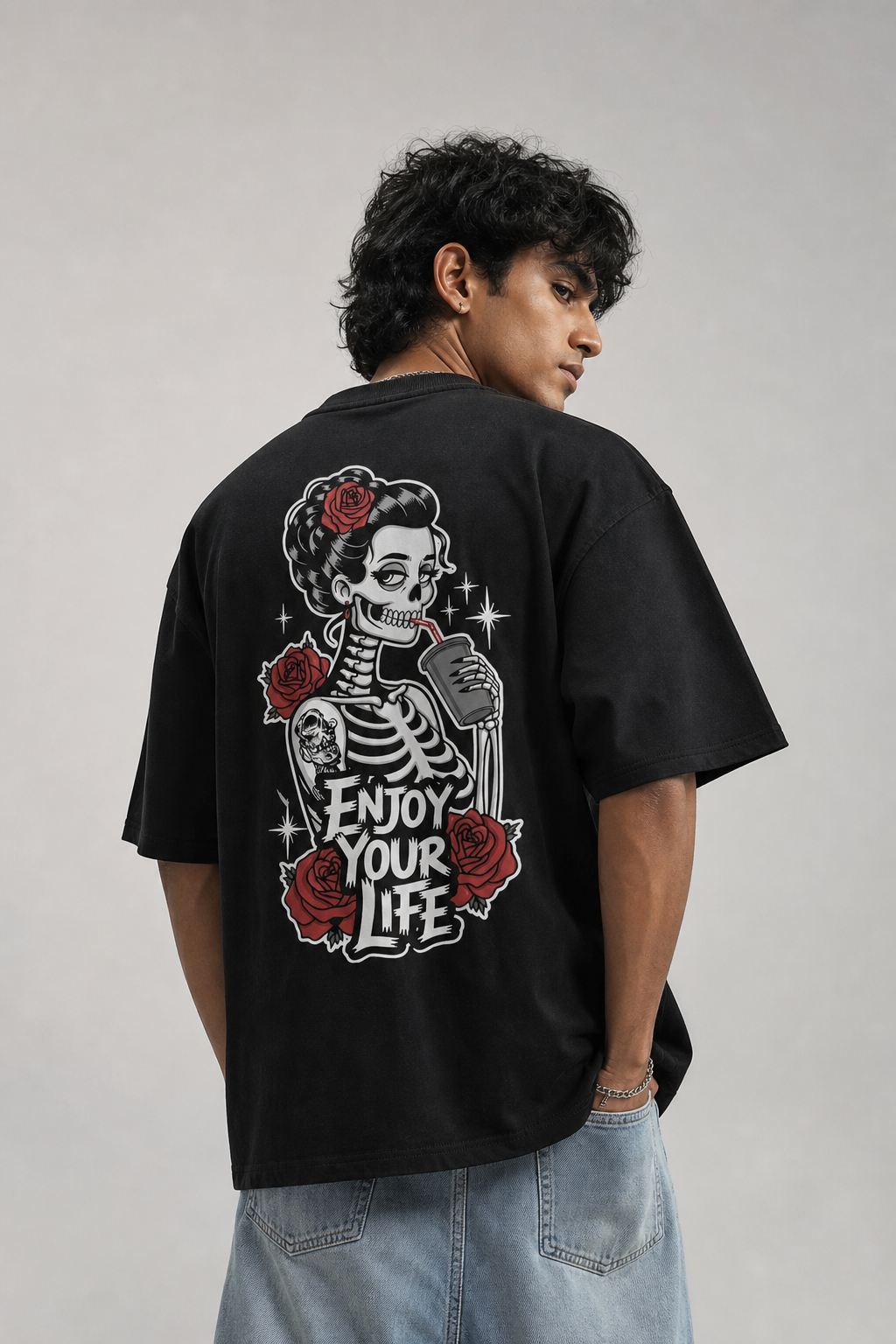 Enjoy your life Black Oversized T-shirts