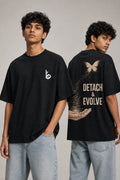 Detach & Evolve Black Oversized T-shirts