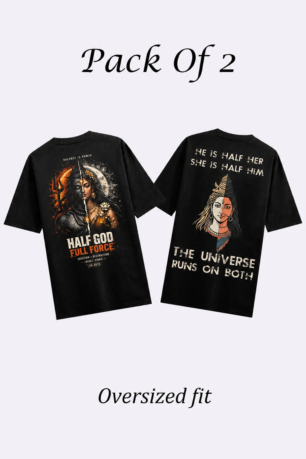 Half her + Full force Black Oversized T-shirts