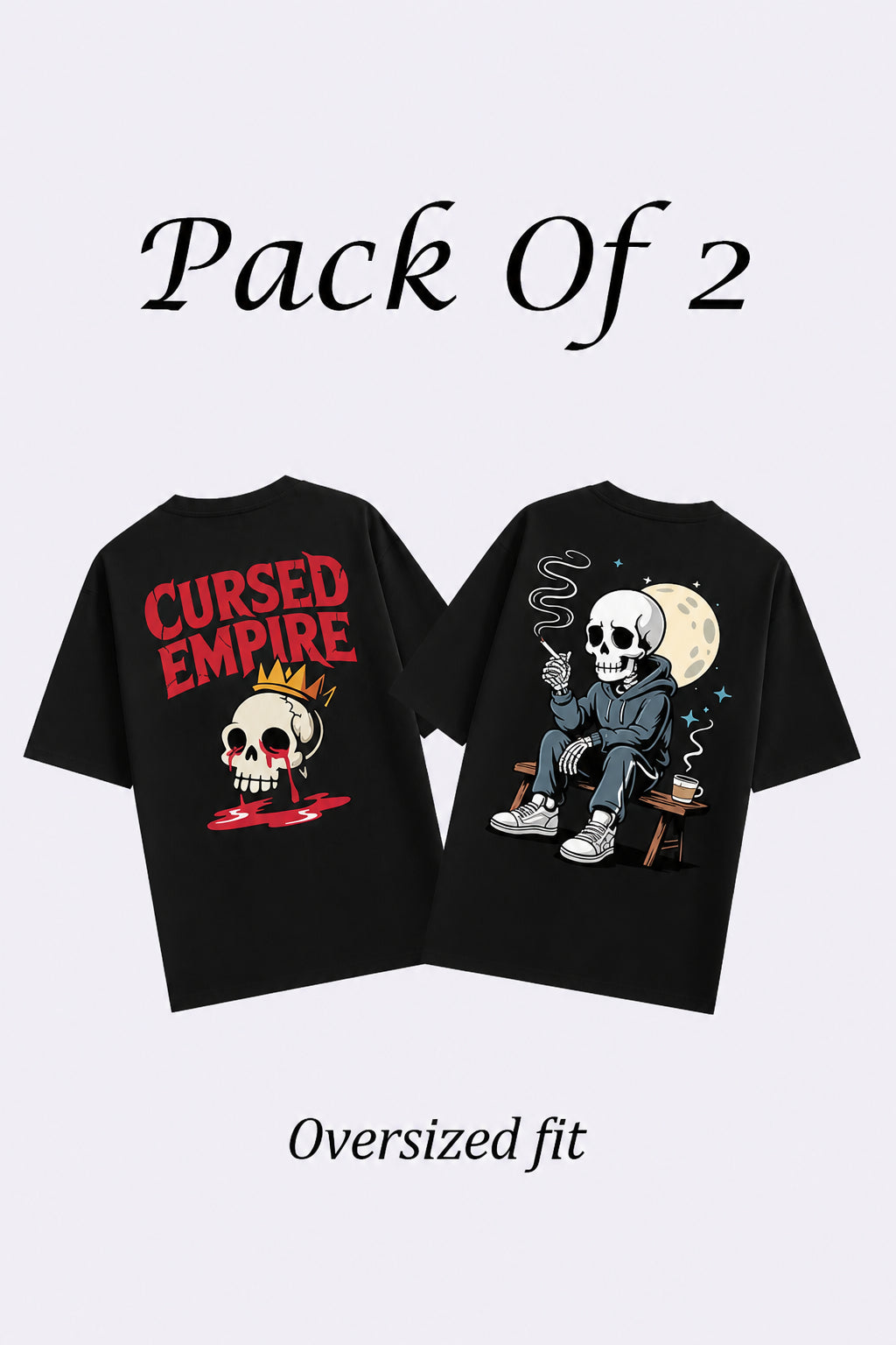 Cursed Empire + Skull Black Oversized T-shirts