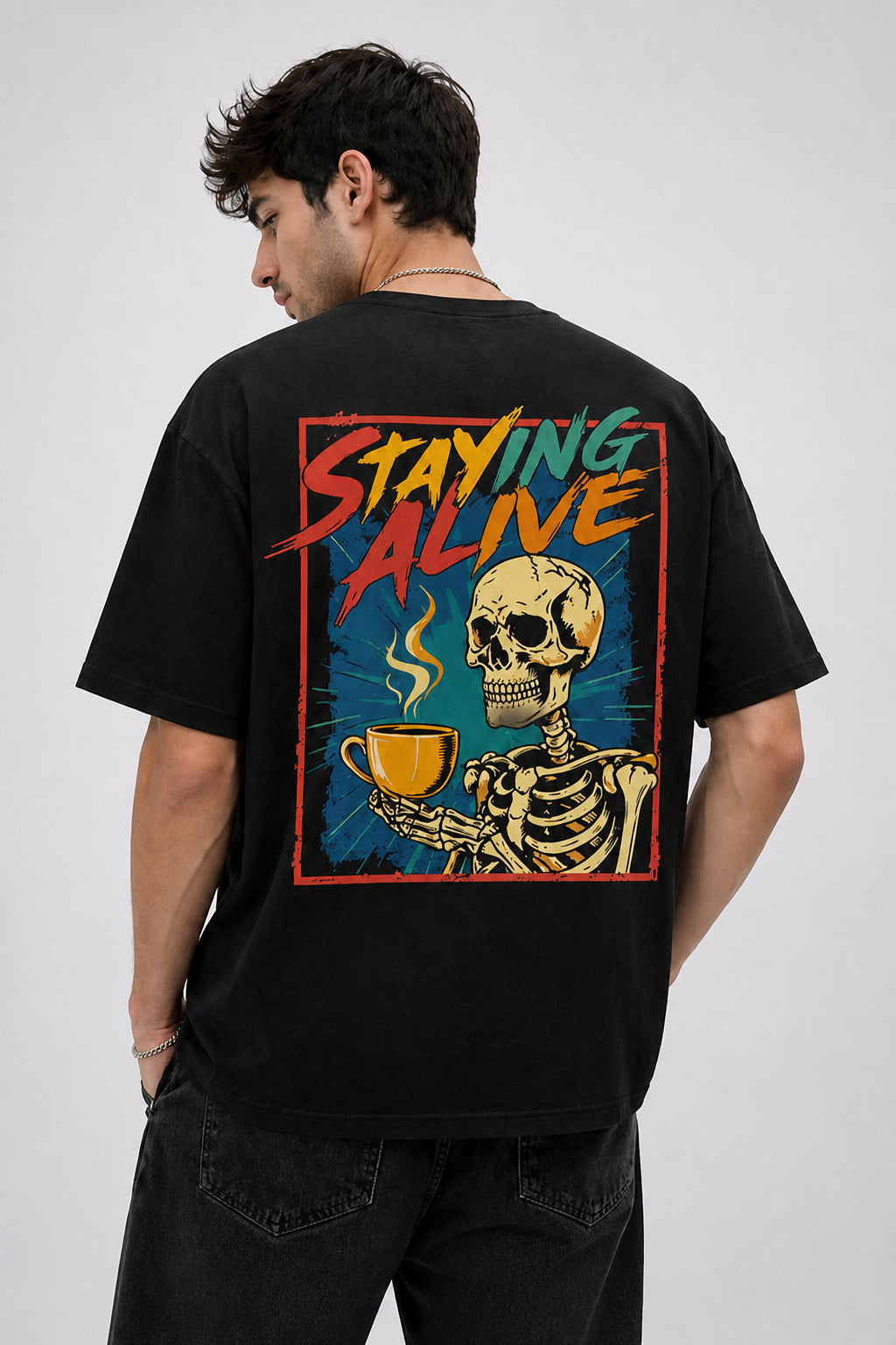 Staying Alive Black Oversized T-shirts