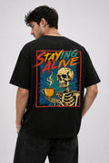 Staying Alive Black Oversized T-shirts