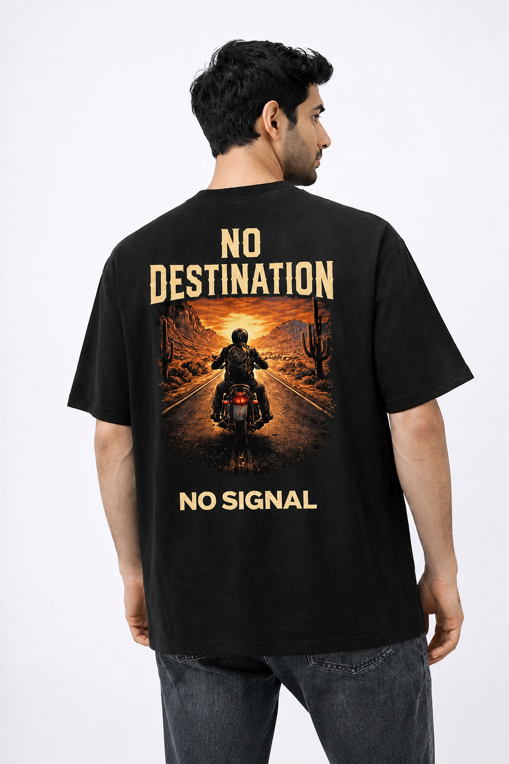 No Destination Black Oversized T-shirts