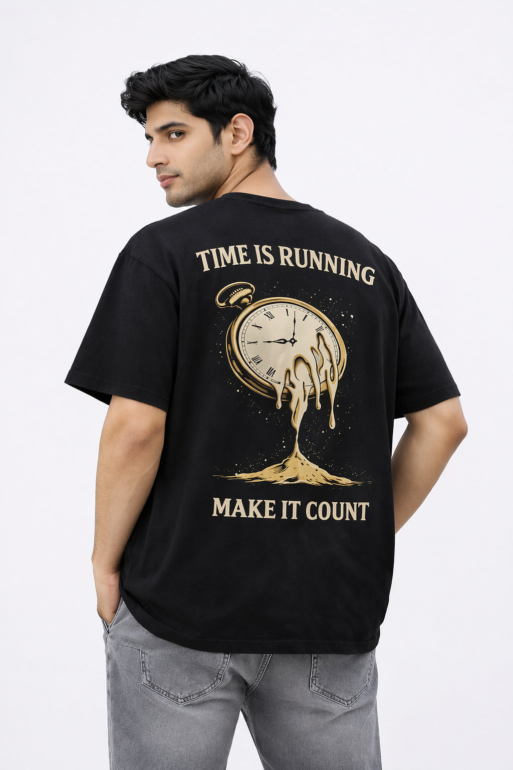 Time Black Oversized T-shirts
