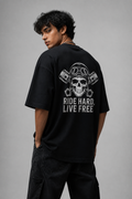 Ride Hard Black Oversized T-shirts