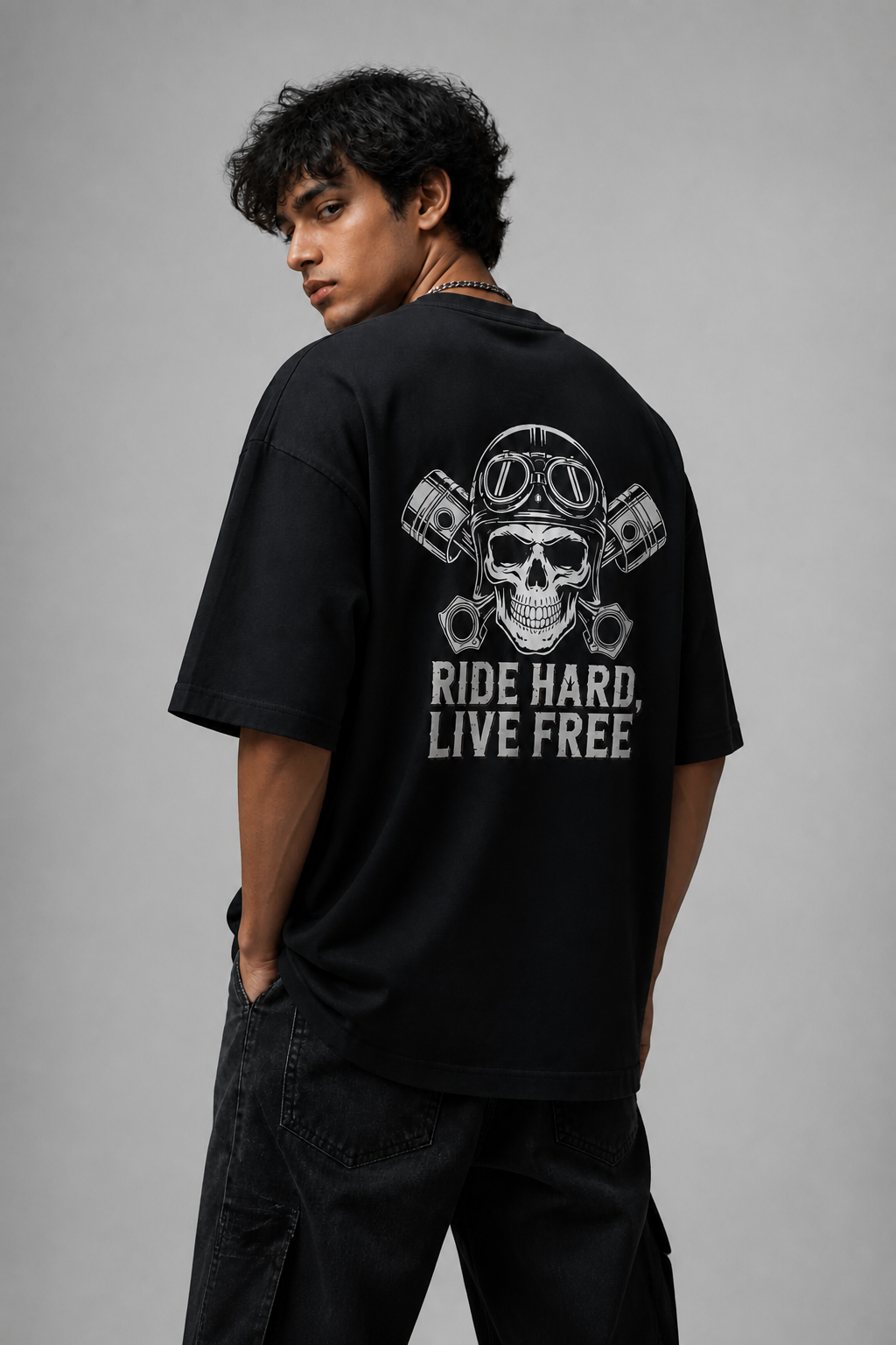 Ride Hard Black Oversized T-shirts