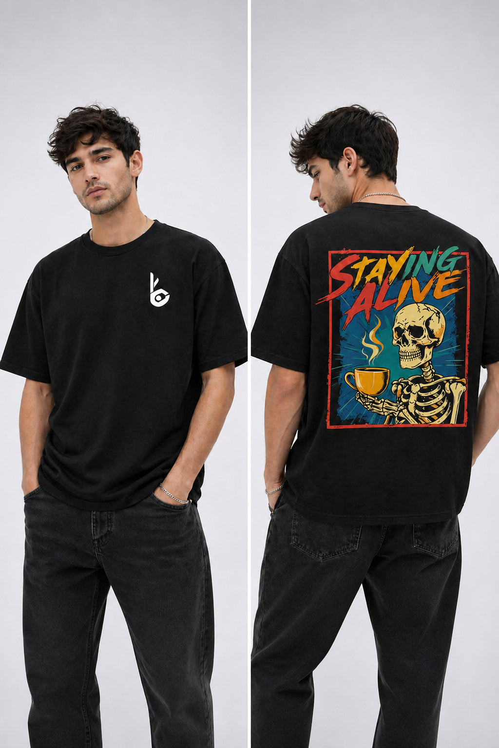 Staying Alive Black Oversized T-shirts